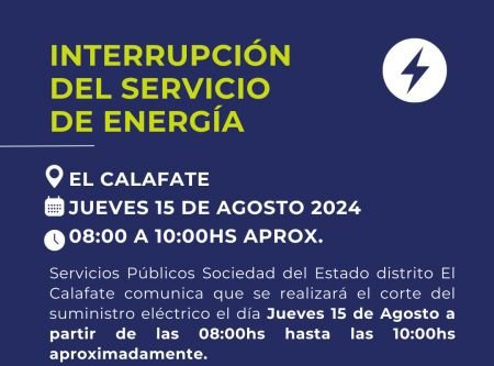 noticiaspuertosantacruz.com.ar - Imagen extraida de: https://noticias.santacruz.gob.ar/gestion/entes-provinciales/servicios-publicos/item/31072-servicios-publicos-informa-la-interrupcion-del-servicio-de-energia-en-el-calafate