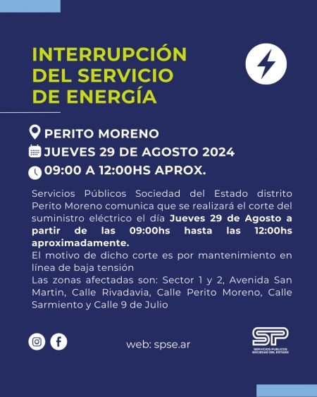 noticiaspuertosantacruz.com.ar - Imagen extraida de: https://noticias.santacruz.gob.ar/gestion/entes-provinciales/servicios-publicos/item/31246-interrupcion-en-el-suministro-de-energia-en-perito-moreno